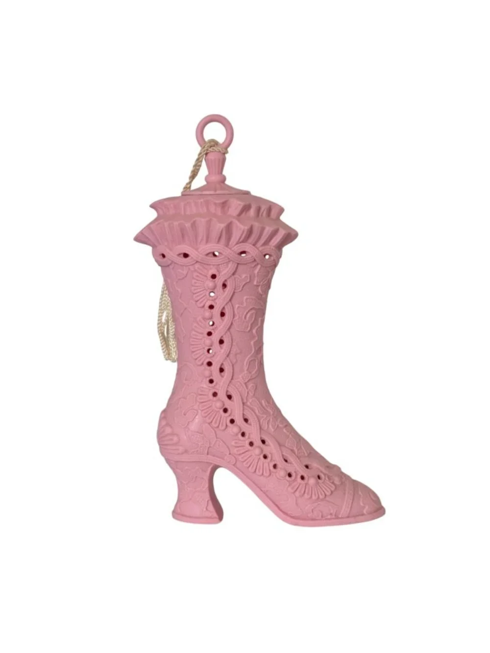 Vtg Avon Victorian Frilly Boot Closet Pomander Pink Tassel Coquette In Box Wax
